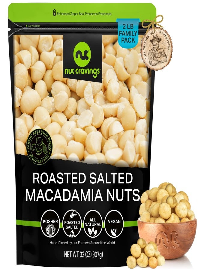 NUT CRAVINGS - Roasted & Salted Macadamia Nuts - No Shell, (32oz - 2 LB) Bulk Nuts Packed Fresh in Resealable Bag - Healthy Protein Food Snack, Food Assortments Hazelnut - Image 1