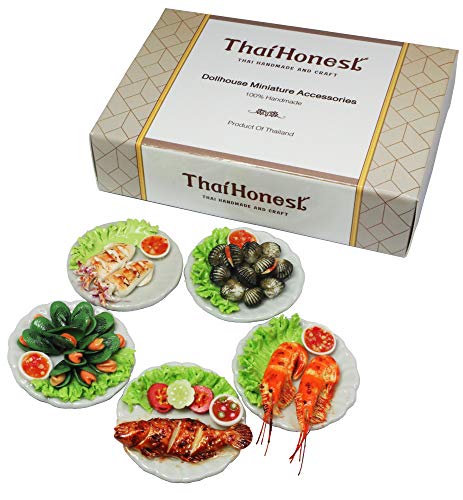 ThaiHonest Mixed 5 Assorted Seafood Dollhouse Miniature FoodTiny Food - Image 1