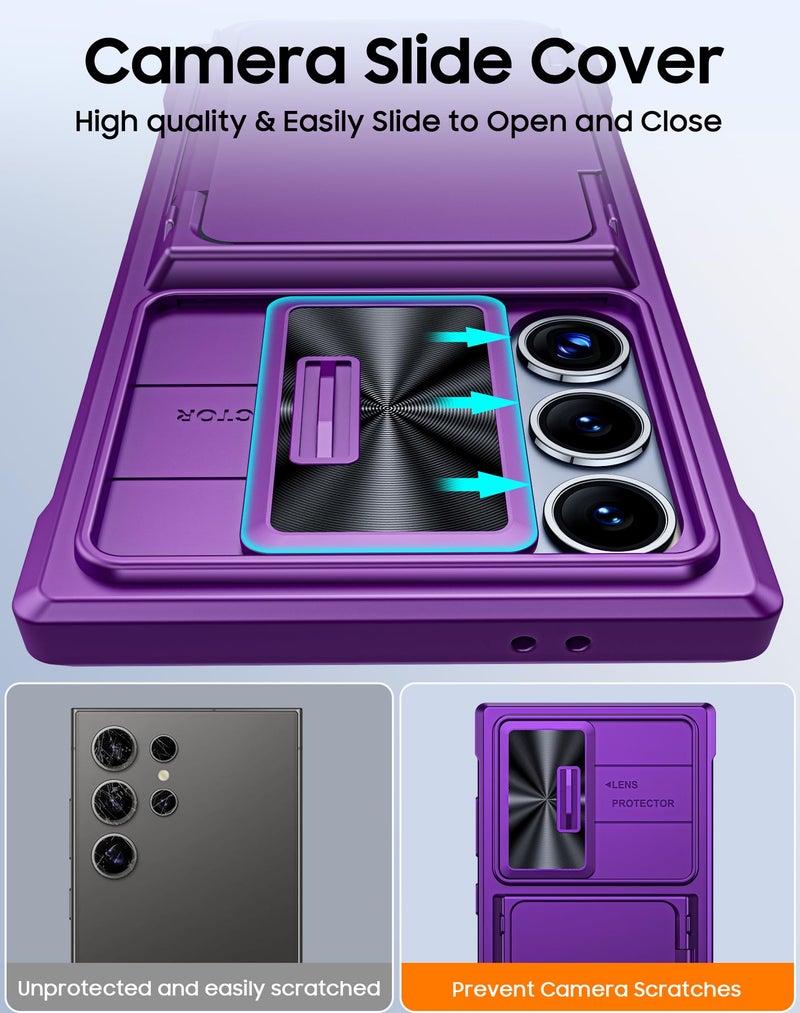 Vizvera for Samsung Galaxy S24 Ultra Case Wallet, RFID Cards Holder & Camera Cover & Kickstand for Women Men, Full Body Rugged Shockproof Silicone Case for S24 Ultra 6.8" 2024 Only-Purple - Image 5
