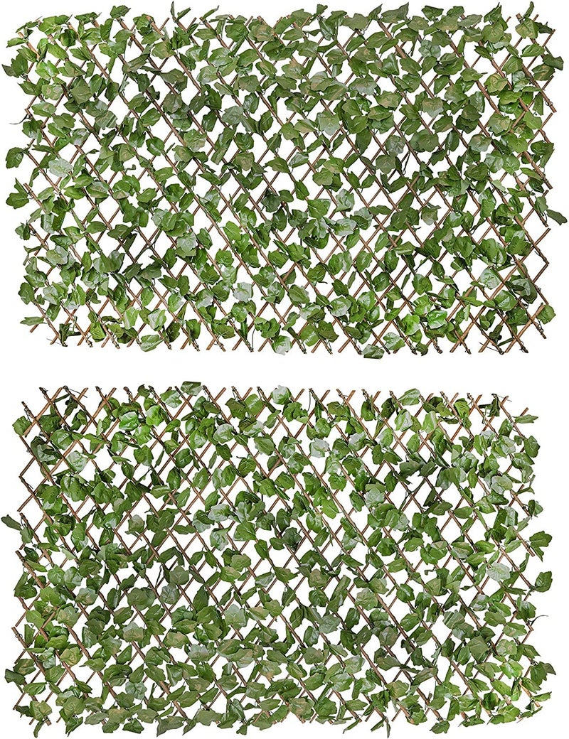 Verseo Artificial Ivy Privacy Fencing System, Faux Ivy Vine & Willow Branch Lattice, Adjustable Ivy Wall Privacy Screen, Expandable Horizontal or Vertical up to 96" (Set of 2, for 192" of Coverage) - Image 1