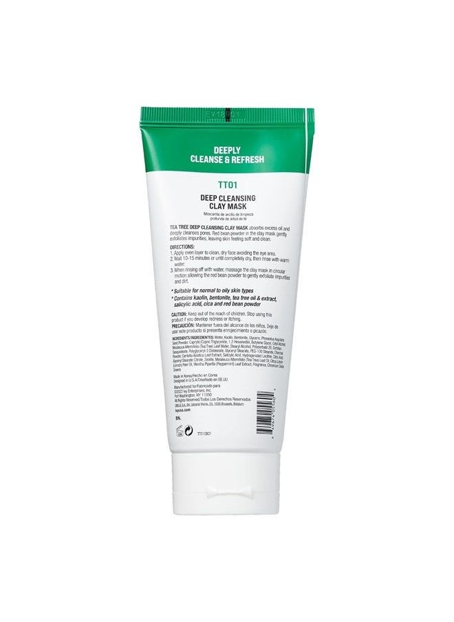 kiss new york Tea Tree Deep Cleansing Clay Mask, Korean Skin Care Minimizes Pores, Absorbs Oil, Non-Irritating, Removes Impurities 4.23 oz. (1 PACK)  - Image 2