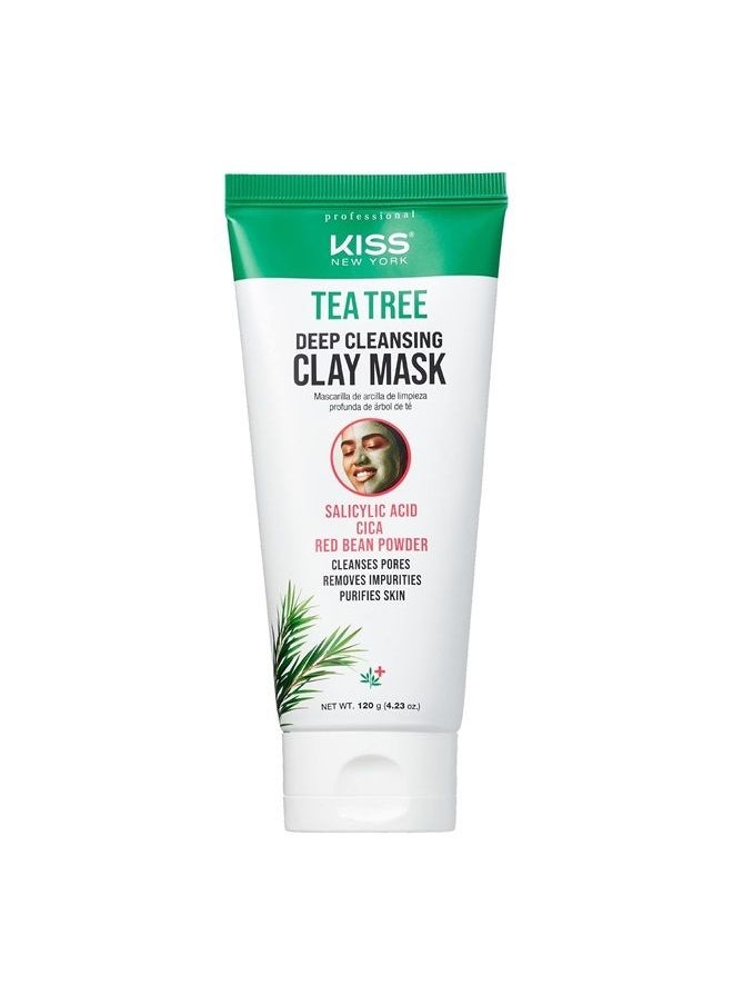 kiss new york Tea Tree Deep Cleansing Clay Mask, Korean Skin Care Minimizes Pores, Absorbs Oil, Non-Irritating, Removes Impurities 4.23 oz. (1 PACK)  - Image 1