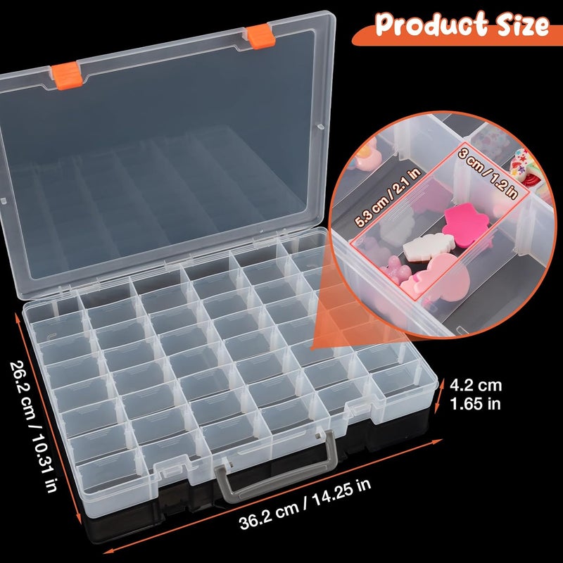 Udefineit 48 Grids Clear Plastic Organizer Box with Removable Dividers, Plastic Compartment Craft Box, Jewelry Storage Box with Adjustable Space, Bead Storage Container Case for Jewelry Tackles Tools - Image 5