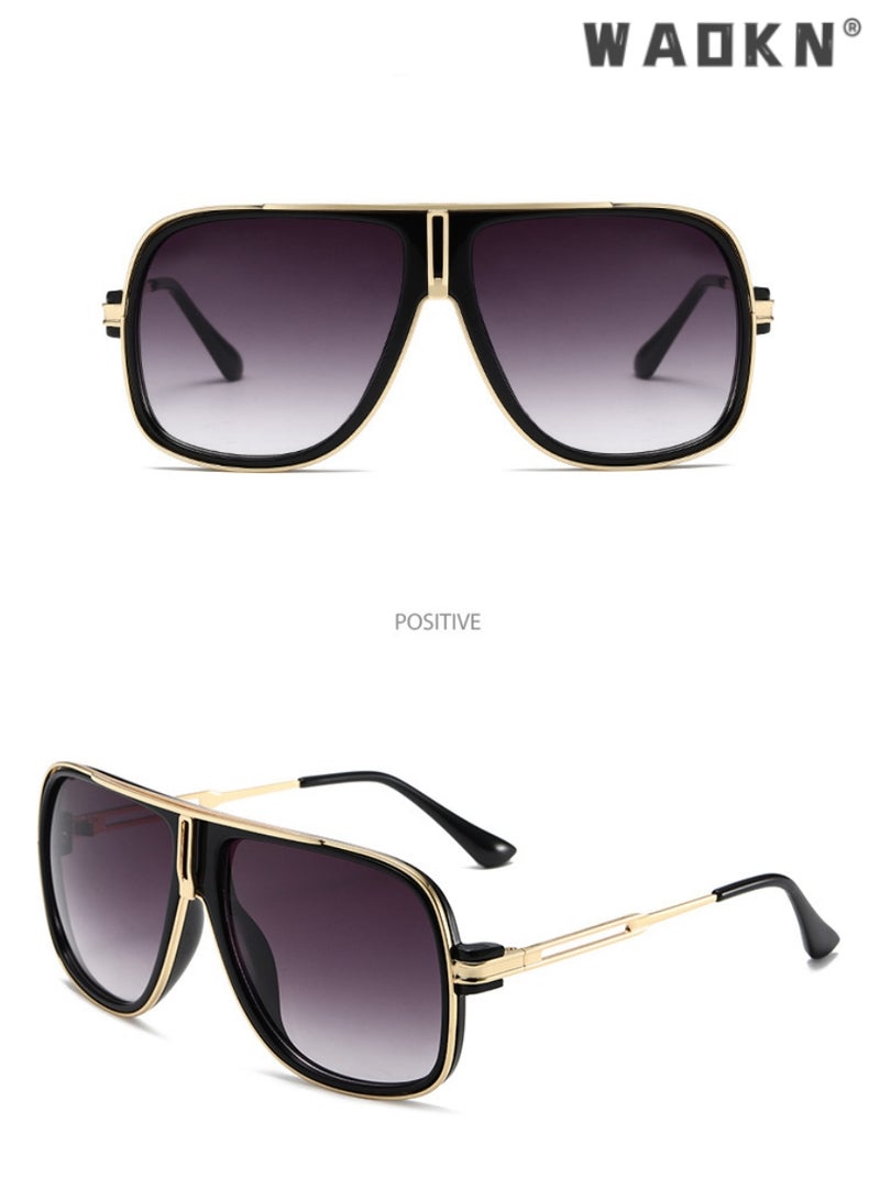 دبليو أيه أو كي أن نظارات شمسية ريترو للرجال نظارات شمسية طيار كبيرة الحجم كلاسيكية للنساء نظارات مرآة عصرية كلاسيكية، نظارات شمسية لحماية UV400 بإطار معدني وكمبيوتر شخصي - Image 2
