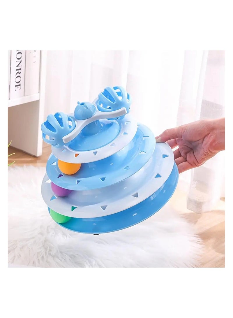 لعبة قطط وكرات دوارة من 4 مستويات مع ثلاث كرات ملونة وكرة جرس X قرص دوار تفاعلي، ألعاب أحجية ممتعة للتمارين الذهنية والبدنية - متعدد الالوان - Image 2