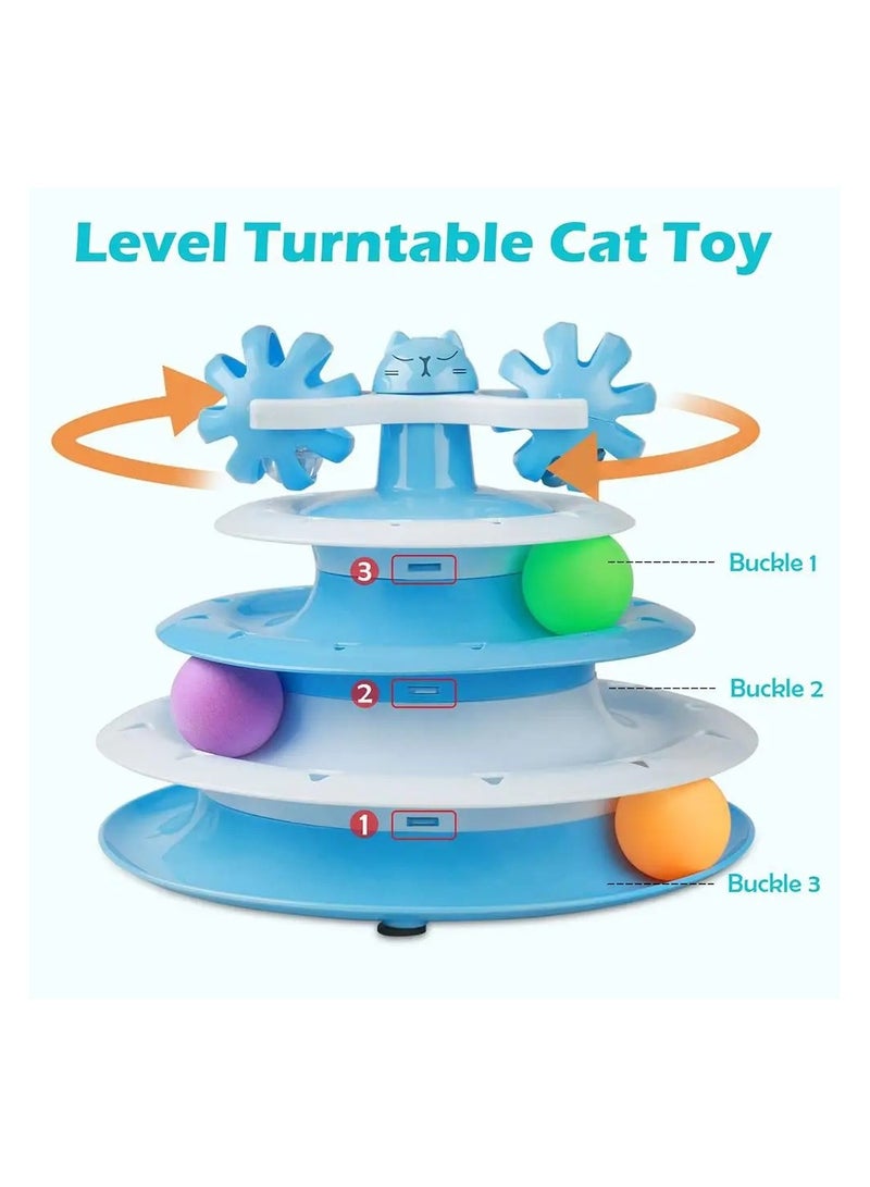 لعبة قطط وكرات دوارة من 4 مستويات مع ثلاث كرات ملونة وكرة جرس X قرص دوار تفاعلي، ألعاب أحجية ممتعة للتمارين الذهنية والبدنية - متعدد الالوان - Image 3