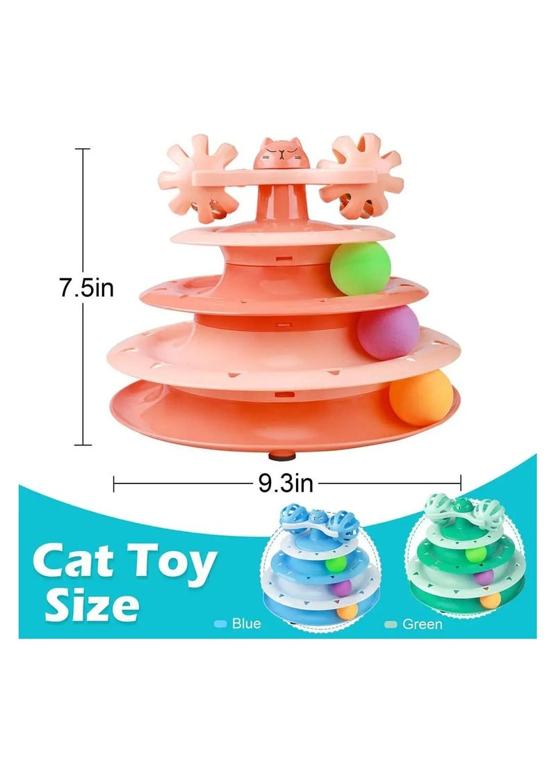 لعبة قطط وكرات دوارة من 4 مستويات مع ثلاث كرات ملونة وكرة جرس X قرص دوار تفاعلي، ألعاب أحجية ممتعة للتمارين الذهنية والبدنية - متعدد الالوان - Image 4