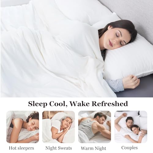 Globon Cooling Comforter Oversized King,Lightweight Summer Comforter for Hot Sleepers,Ultra Soft Bamboo Viscose Fabric, Breathable & Moisture Wicking,Soy Fiber Blend Fill, White - Image 2