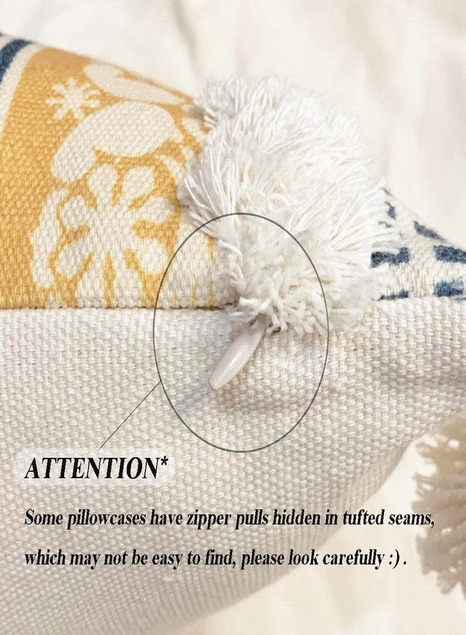 DUKYMIK Lumber Boho Throw Pillow Cover for Couch Sofa - Cotton Hand-Woven Tufted Moroccan Decorative Pillowcase with Tassels for Farmhouse Living Room Bedroom Car Hotel - Yellow 12 x 20 Inches - Image 4