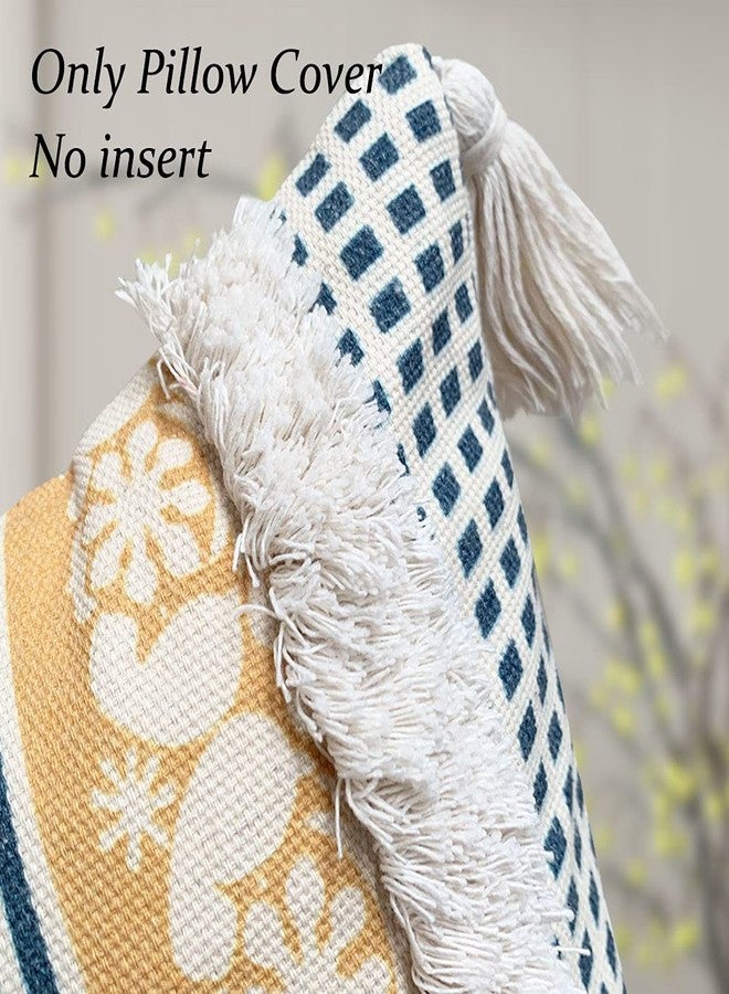 DUKYMIK Lumber Boho Throw Pillow Cover for Couch Sofa - Cotton Hand-Woven Tufted Moroccan Decorative Pillowcase with Tassels for Farmhouse Living Room Bedroom Car Hotel - Yellow 12 x 20 Inches - Image 3