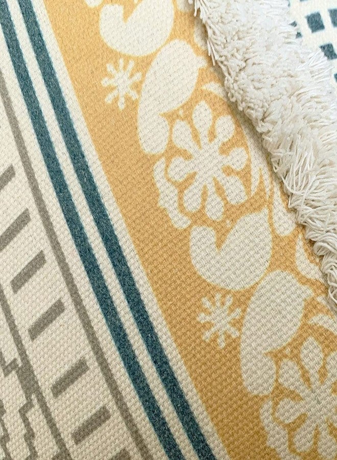 DUKYMIK Lumber Boho Throw Pillow Cover for Couch Sofa - Cotton Hand-Woven Tufted Moroccan Decorative Pillowcase with Tassels for Farmhouse Living Room Bedroom Car Hotel - Yellow 12 x 20 Inches - Image 2