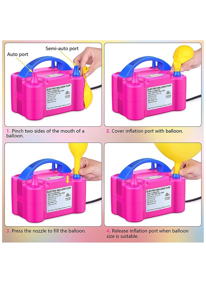 VIO - High Power Electric Portable Balloons Inflator Blower Machine With Dual Nozzle Uae Pin Plug Type Balloon Pump Air Inflator For Balloons - Image 1