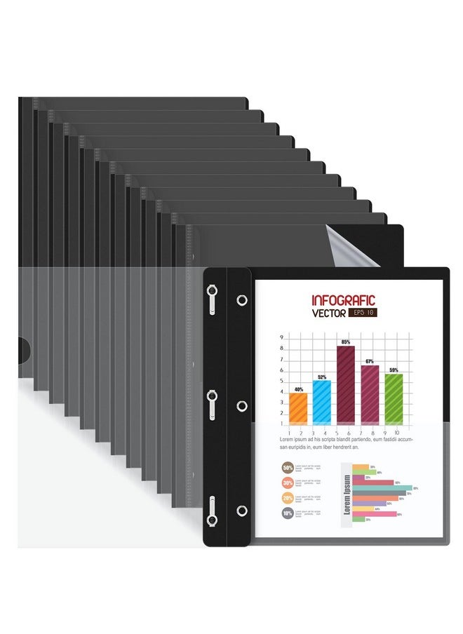 Hautoco 12 Pack Plastic Report Covers With 3-Prong Fasteners Clear Front Resume Portfolio Folder For 8.5X11 Letter Size Paper, Presentation Document Report Folders For Office School Use, Black  - Image 1