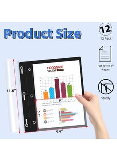 Hautoco 12 Pack Plastic Report Covers With 3-Prong Fasteners Clear Front Resume Portfolio Folder For 8.5X11 Letter Size Paper, Presentation Document Report Folders For Office School Use, Black  - Image 2