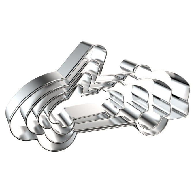 CONVERTIBLE CAR COOKIE CUTTERS SHAPES SET ASSORTED SIZES 5 INCH 4 INCH 3 INCH 2 INCH SPORTS RACING CAR VEHICLE COOKIE CUTTER MOLD STAINLESS STEEL