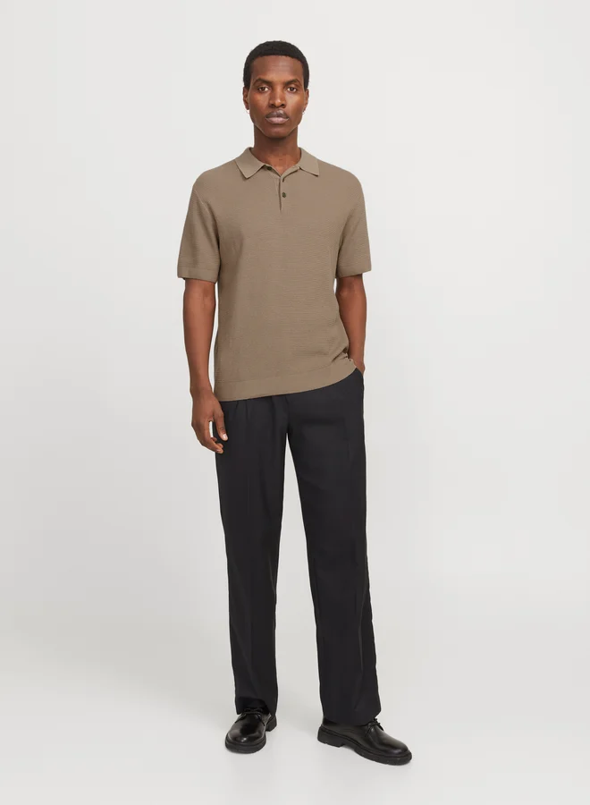 JACK & JONES Textured Knit Short Sleeves Polo Shirt