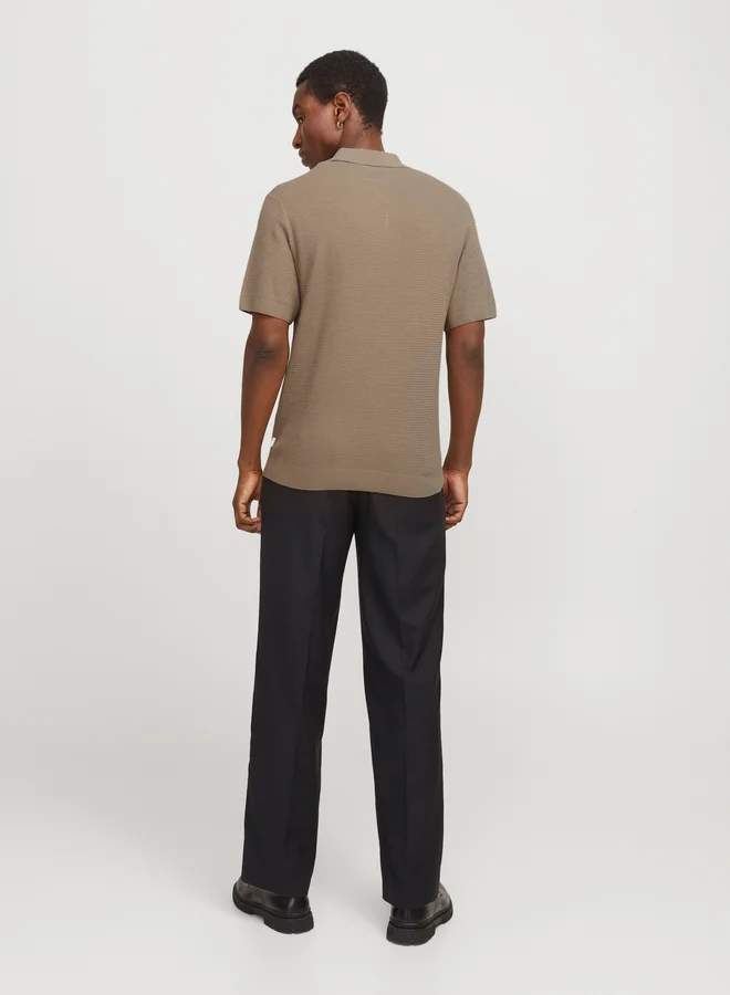 JACK & JONES Textured Knit Short Sleeves Polo Shirt