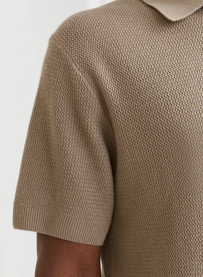 JACK & JONES Textured Knit Short Sleeves Polo Shirt