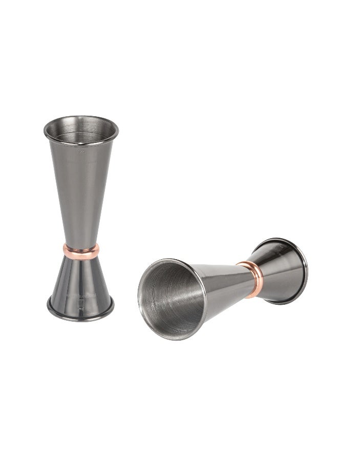 Restaurantware ججر، ججر كوكتيل - ججر مزدوج الجوانب على الطراز الياباني - 1 أونصة / 2 أونصة - مطلي بالأسود مع حلقة نحاسية - فولاذ مقاوم للصدأ - درجة احترافية - علبة 1 قطعة - Image 1