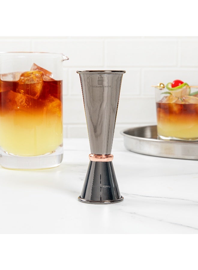Restaurantware ججر، ججر كوكتيل - ججر مزدوج الجوانب على الطراز الياباني - 1 أونصة / 2 أونصة - مطلي بالأسود مع حلقة نحاسية - فولاذ مقاوم للصدأ - درجة احترافية - علبة 1 قطعة - Image 3