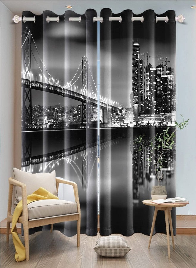 Umpoo City Night View Blackout Window Curtains San Francisco Urban Bridge Skyscrapers Black Scenery Window Drapes 2 Panels Set for Modern Living Room Bedroom Decor Window Treatment, 42x84 Inch - Image 1