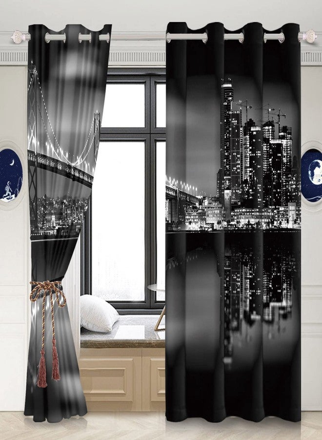 Umpoo City Night View Blackout Window Curtains San Francisco Urban Bridge Skyscrapers Black Scenery Window Drapes 2 Panels Set for Modern Living Room Bedroom Decor Window Treatment, 42x84 Inch - Image 2