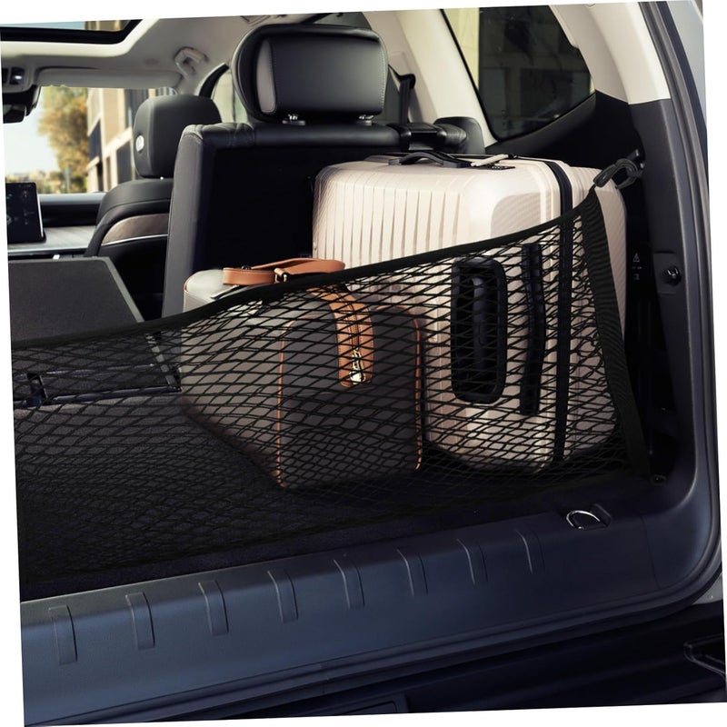 1set Rear Cargo Net for Car Trunk Elastic Organizer for Groceries and Sports Equipment Double Design Easy Installation Hooks and Screws Space-Saving Accessory for Automotive - Image 5