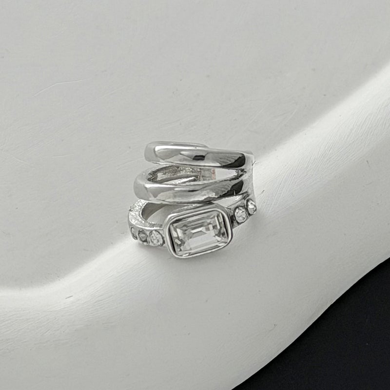 SHIXIN Luxury Geometric Earring Clip with Diamond Accents - Trendy Women's Jewelry - Image 4