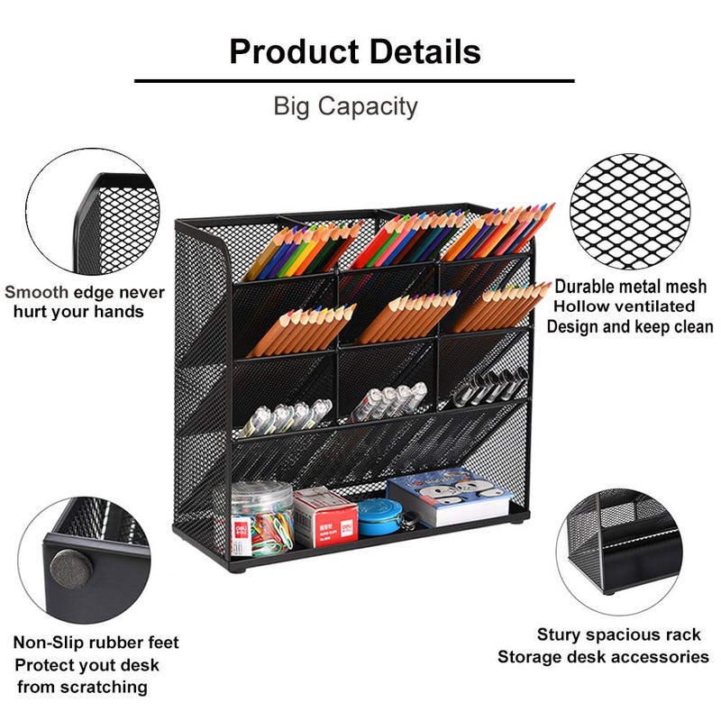Marbrasse Mesh Desk Organizer, Multi-Functional Pen Holder, Desktop Stationary Organizer, Storage Rack for School Home Office Art Supplies (Mesh Pen Holder) - Image 2
