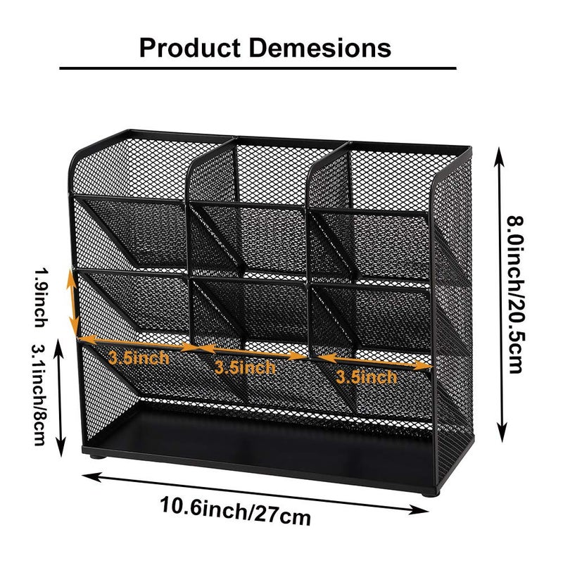 Marbrasse Mesh Desk Organizer, Multi-Functional Pen Holder, Desktop Stationary Organizer, Storage Rack for School Home Office Art Supplies (Mesh Pen Holder) - Image 5