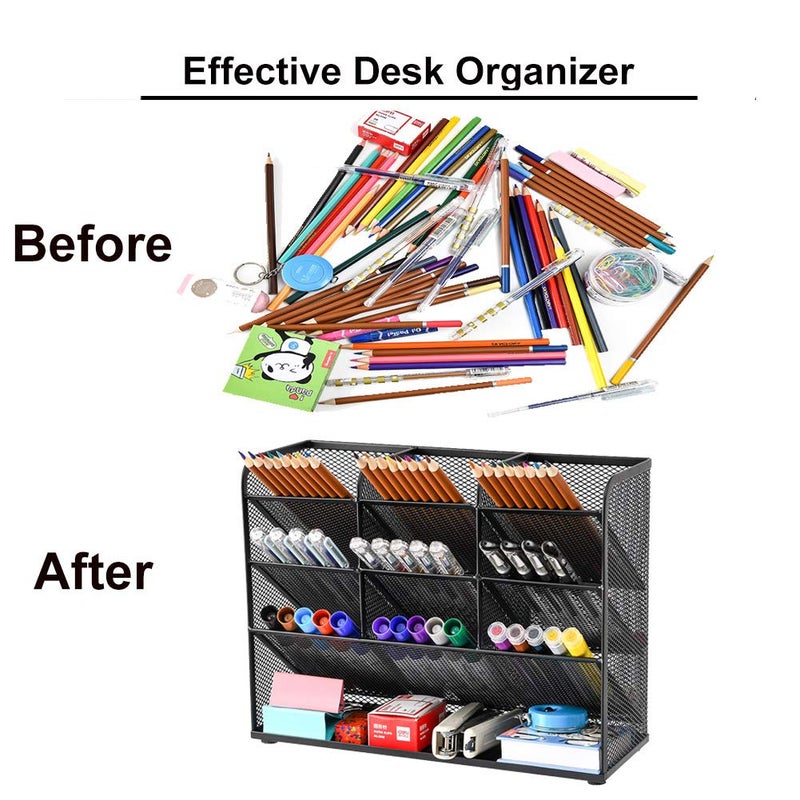 Marbrasse Mesh Desk Organizer, Multi-Functional Pen Holder, Desktop Stationary Organizer, Storage Rack for School Home Office Art Supplies (Mesh Pen Holder) - Image 4
