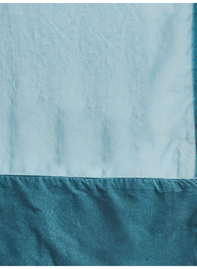 AKS Blue Velvet Pathani Kurta Set With Organza Dupatta - Image 5