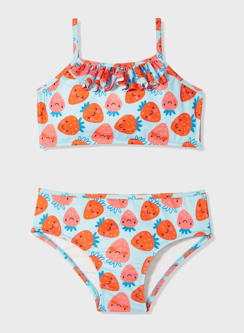JUNE Kids Fruit Print Bikini Top & Bottom Set