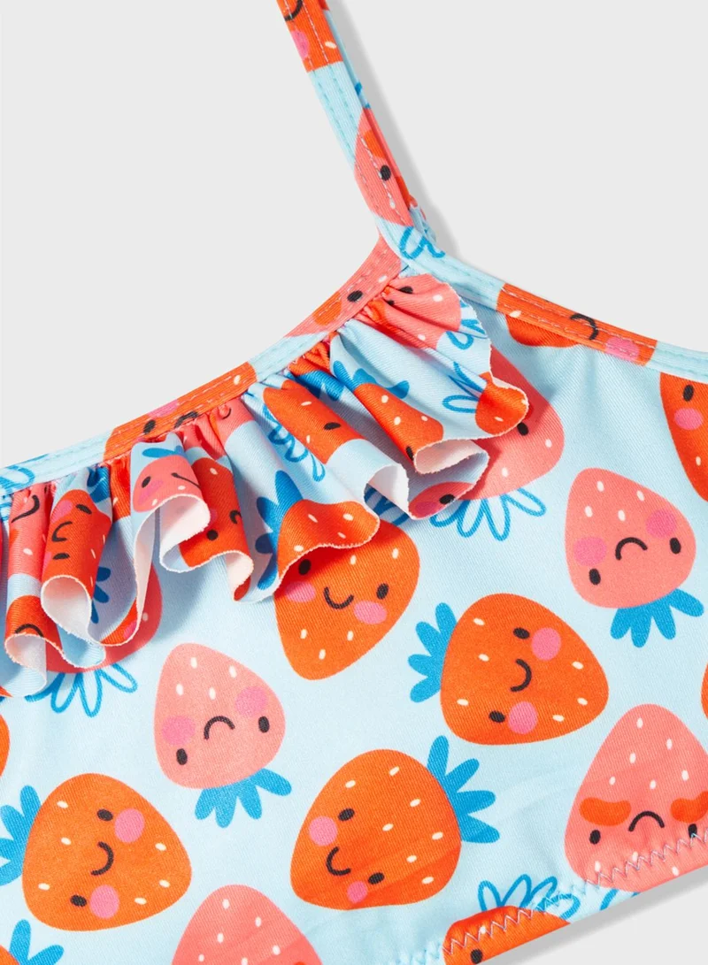 JUNE Kids Fruit Print Bikini Top & Bottom Set