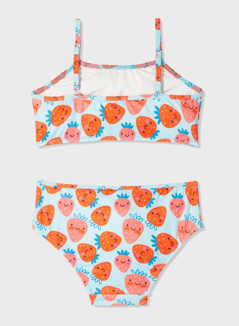 JUNE Kids Fruit Print Bikini Top & Bottom Set