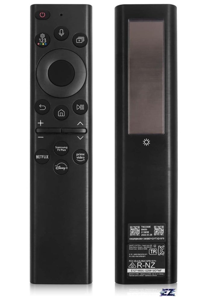 PopZa BN59-01385A Replacement Solar Voice Remote Control for Samsung Frame Smart TV, Bluetooth Rechargeable Solar Cell, Compatible with 2021-2022 Neo LED 4K UHD TV, 4-Button Design - Image 1