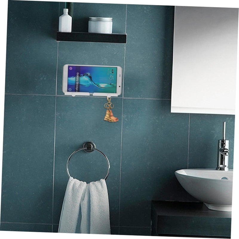 Self Adhesive Phone Wall Mount Holder Set White 4 Pack Space Saving Bedroom - Image 4