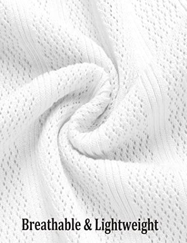 COOFANDY Knit Shirts for Men Short Sleeve Vintage Button Up Polo Shirt Summer Vacation White - Image 5