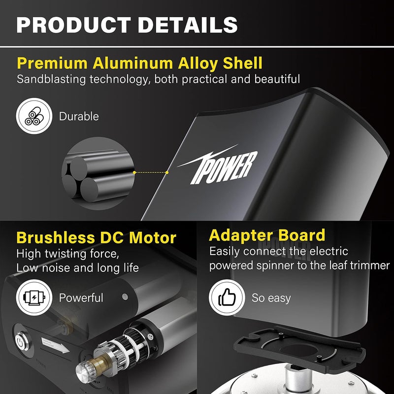 iPower Electric Powered Spinner Used with 16  19 Leaf Bowl Trimmer to Adjust Speed and Direction DC Motor with Low Noise for Spin Cuting Plant Bud and Flower Black - Image 3