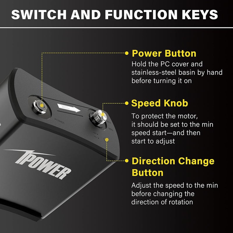 iPower Electric Powered Spinner Used with 16  19 Leaf Bowl Trimmer to Adjust Speed and Direction DC Motor with Low Noise for Spin Cuting Plant Bud and Flower Black - Image 2