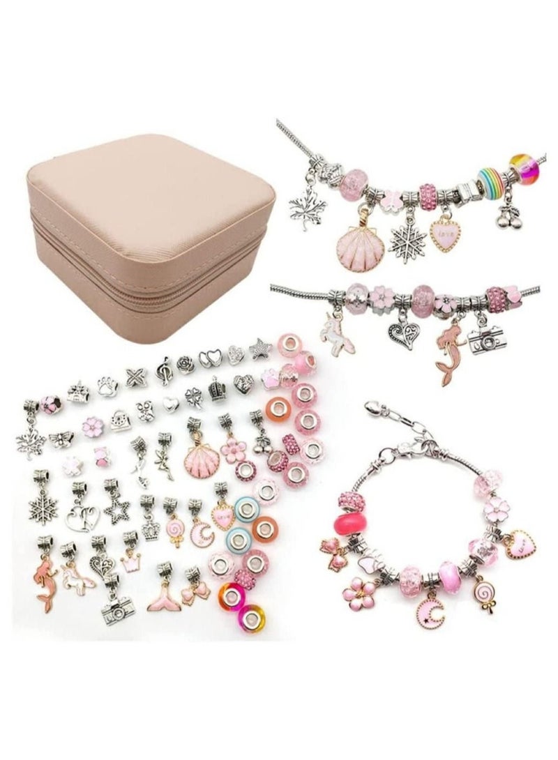 66pcs Charm Bracelet Making Kit Teen Girl Gifts Jewelry Making Kit Unicorn Mermaid Girl Toys Art Supplies Crafts for Girls Age 5-12 - Image 3