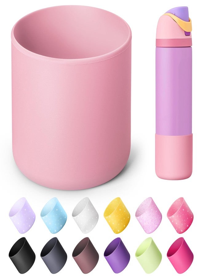 Diumepo Silicone Water Bottle Boot for Owala 24 oz, Anti-Slip Protective Sleeve for Owala Twist & FreeSip & Flip Stainless Steel Water Bottle, Boot Bottom Base for Owala (Pink) - Image 1