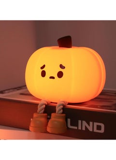 Generic Cute Pumpkin Night Light Silicone LED Lamp Rechargeable Bedside Touch Lamp,Nursery Pumpkin nightlight for Kids,Halloween Decor Toy,Breastfeeding for Baby  - Image 1
