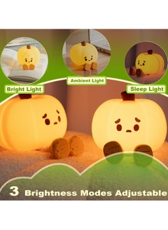 Generic Cute Pumpkin Night Light Silicone LED Lamp Rechargeable Bedside Touch Lamp,Nursery Pumpkin nightlight for Kids,Halloween Decor Toy,Breastfeeding for Baby  - Image 3