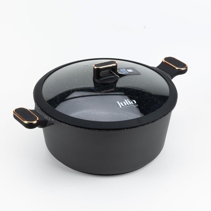 جوليا طقم أواني طهي جوليا  إيليت برو بلس  7 قطع مع أغطية - أسود - جرانيت أسود غير لاصق - يدعم الحث الحراري - Image 4
