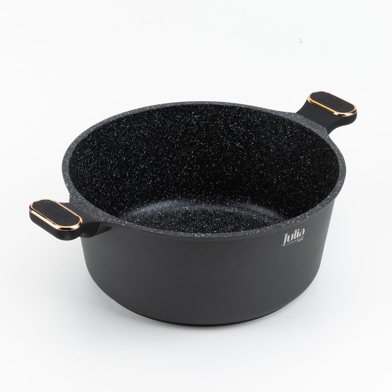 جوليا طقم أواني طهي جوليا  إيليت برو بلس  7 قطع مع أغطية - أسود - جرانيت أسود غير لاصق - يدعم الحث الحراري - Image 5