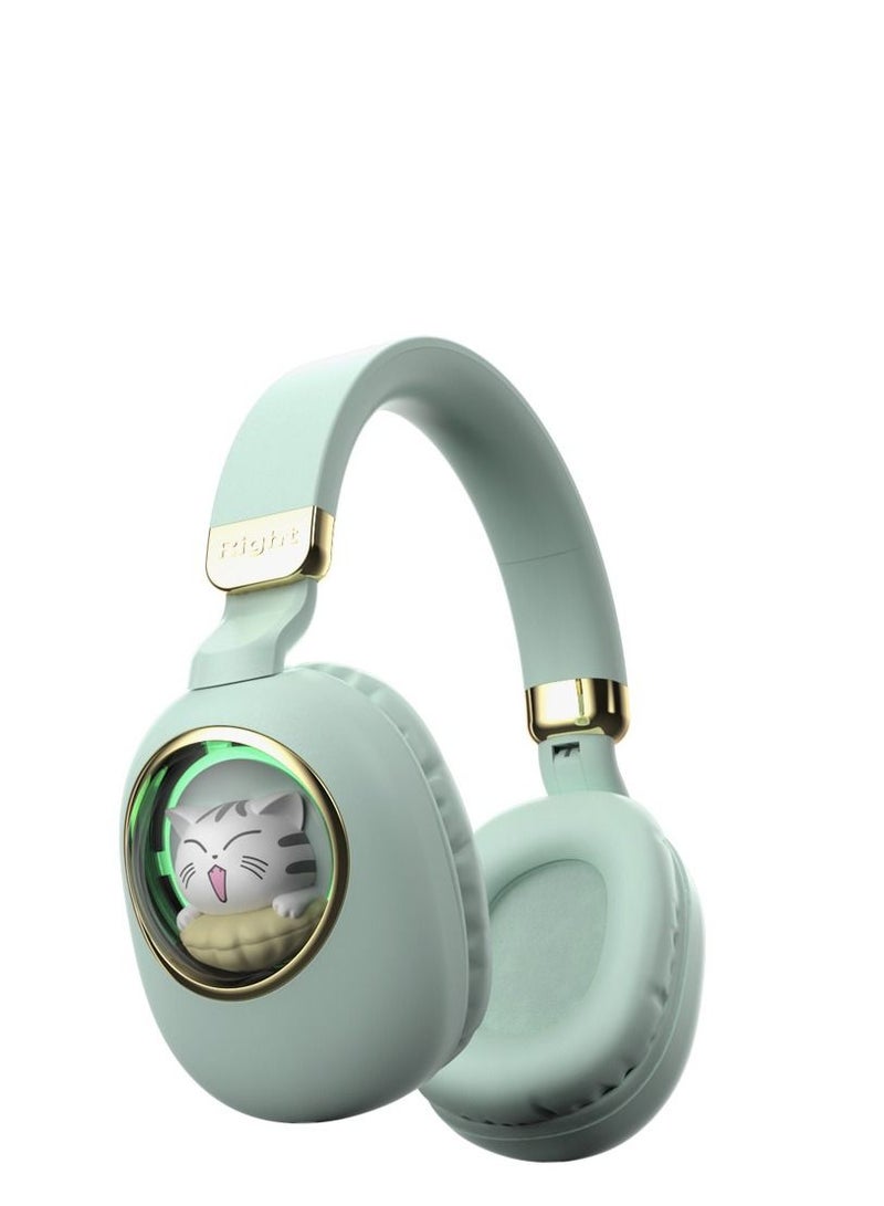 Y&D Kids Wireless Headphones Bluetooth Over Ear Headphones With Lovely Cat Colorful Led Lights Wireless&Wired Foldable Build-In Mic Bluetooth Headphones For Kids Girls Teens Adults(Blue)