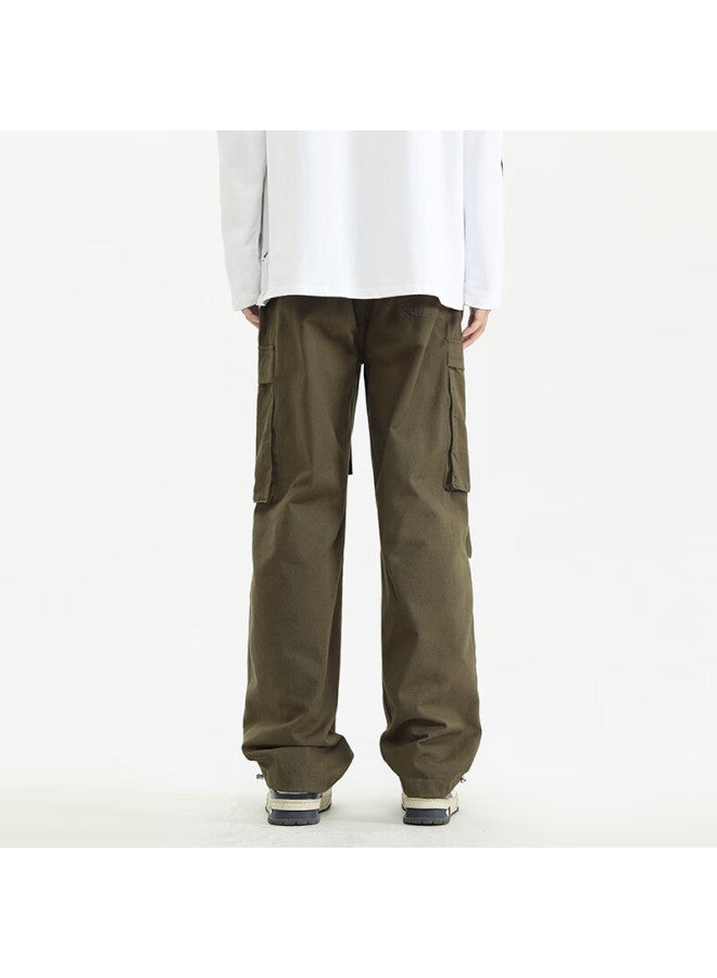 Clor Pure Cotton Cargo Pants For Men, Spring And Summer Sports Loose Straight-leg Trousers, Trendy Casual Pants, Cl34 Army Green, 4XL - Image 5