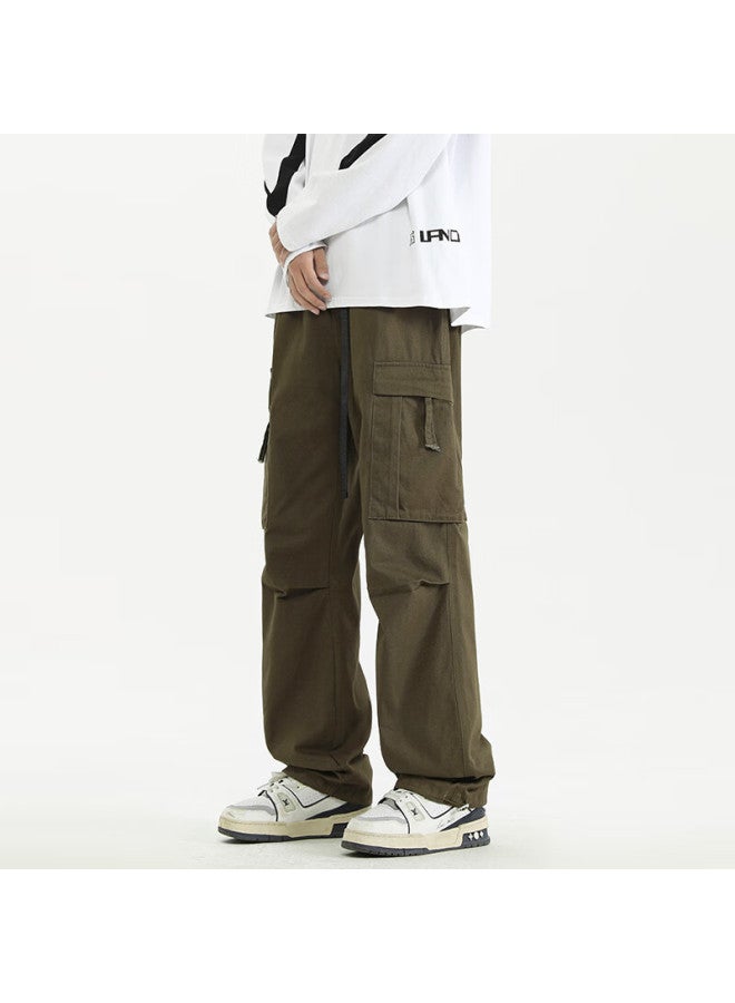 Clor Pure Cotton Cargo Pants For Men, Spring And Summer Sports Loose Straight-leg Trousers, Trendy Casual Pants, Cl34 Army Green, 4XL - Image 2