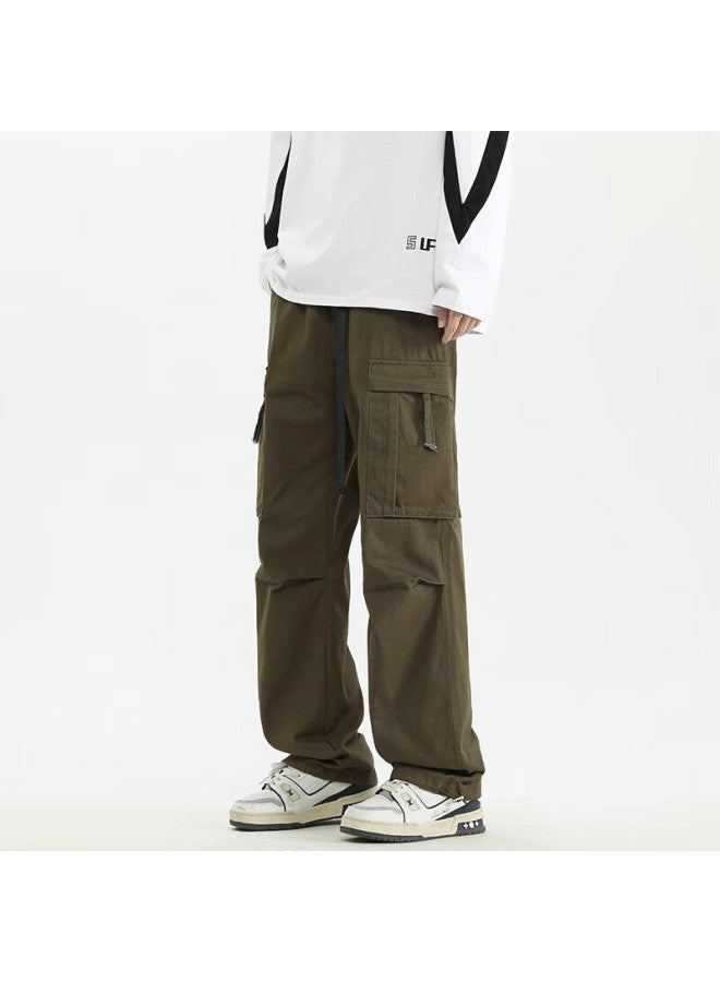 Clor Pure Cotton Cargo Pants For Men, Spring And Summer Sports Loose Straight-leg Trousers, Trendy Casual Pants, Cl34 Army Green, 4XL - Image 3